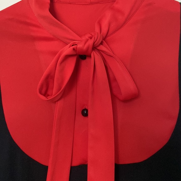 One of a kind bow tie top with a pocket. Size S fitted top.Red/Black - Picture 3 of 5